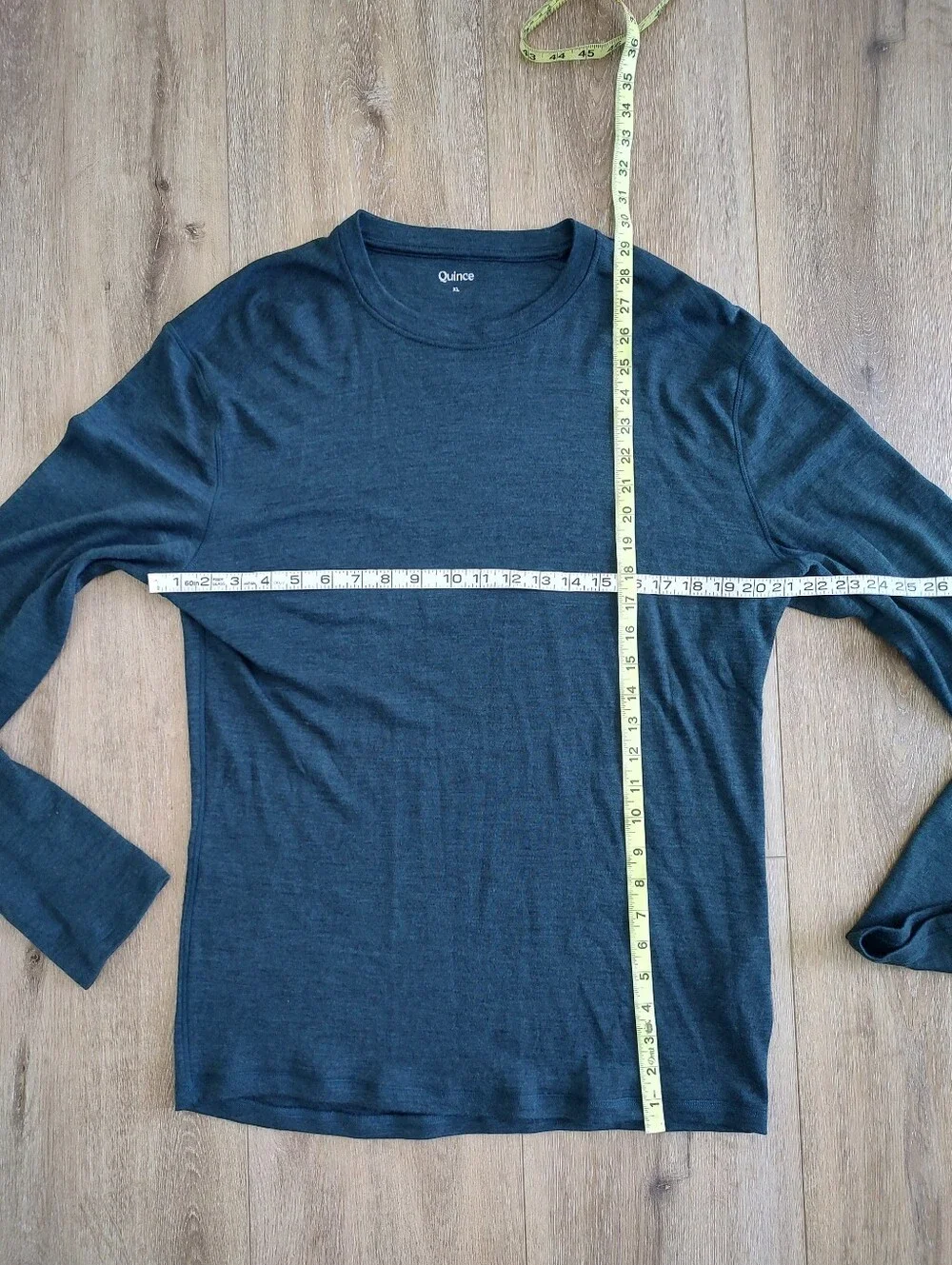 Quince Men's Merino Wool Long Sleeve Base Layer Tee XL T-Shirt Teal Green